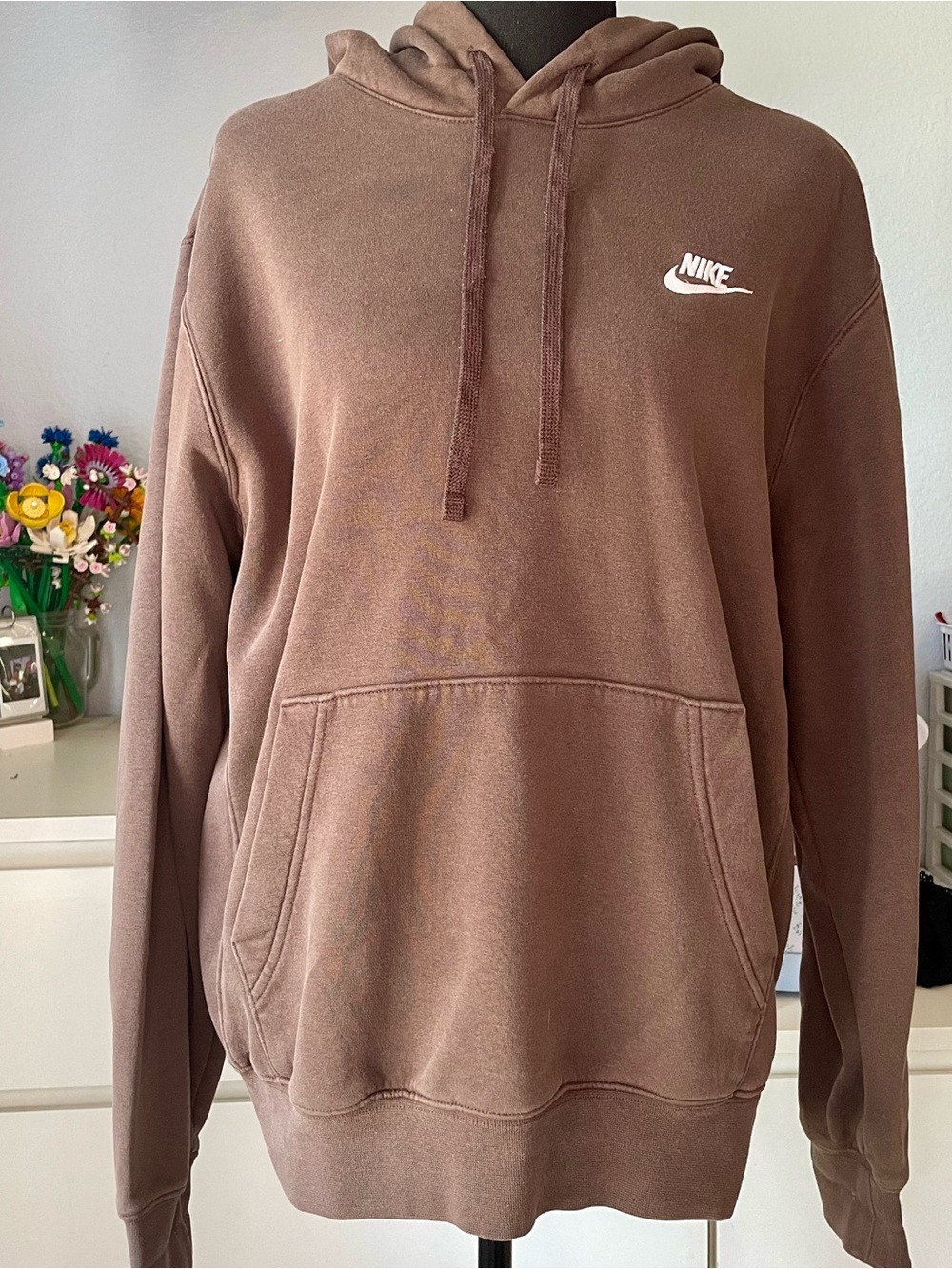 Nike Brown Logo Drawstring Hoodie Unisex Women's Men's Size Small